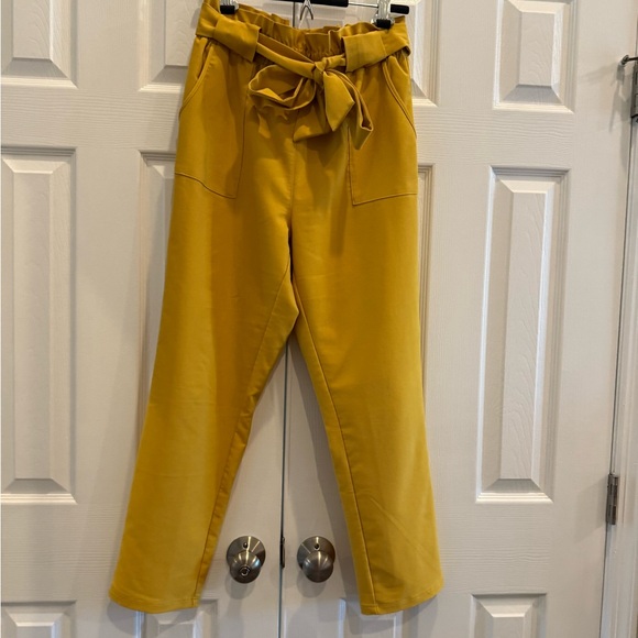 Mustard Yellow Women's Tie-Waist Pants - Picture 3 of 4